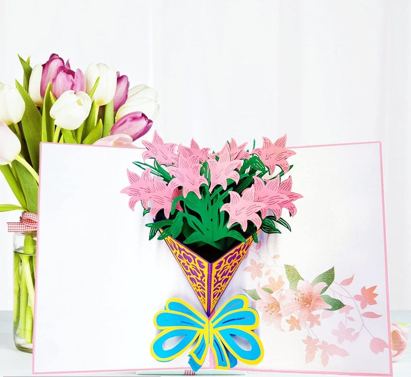 the love 4 Styles Flowers Pop Up Cards 3D Greeting Gift Cards Assortment for All Occasion Congratulation Anniversary Valentine's Day Birthday Festival Celebration or Wedding - Image 5